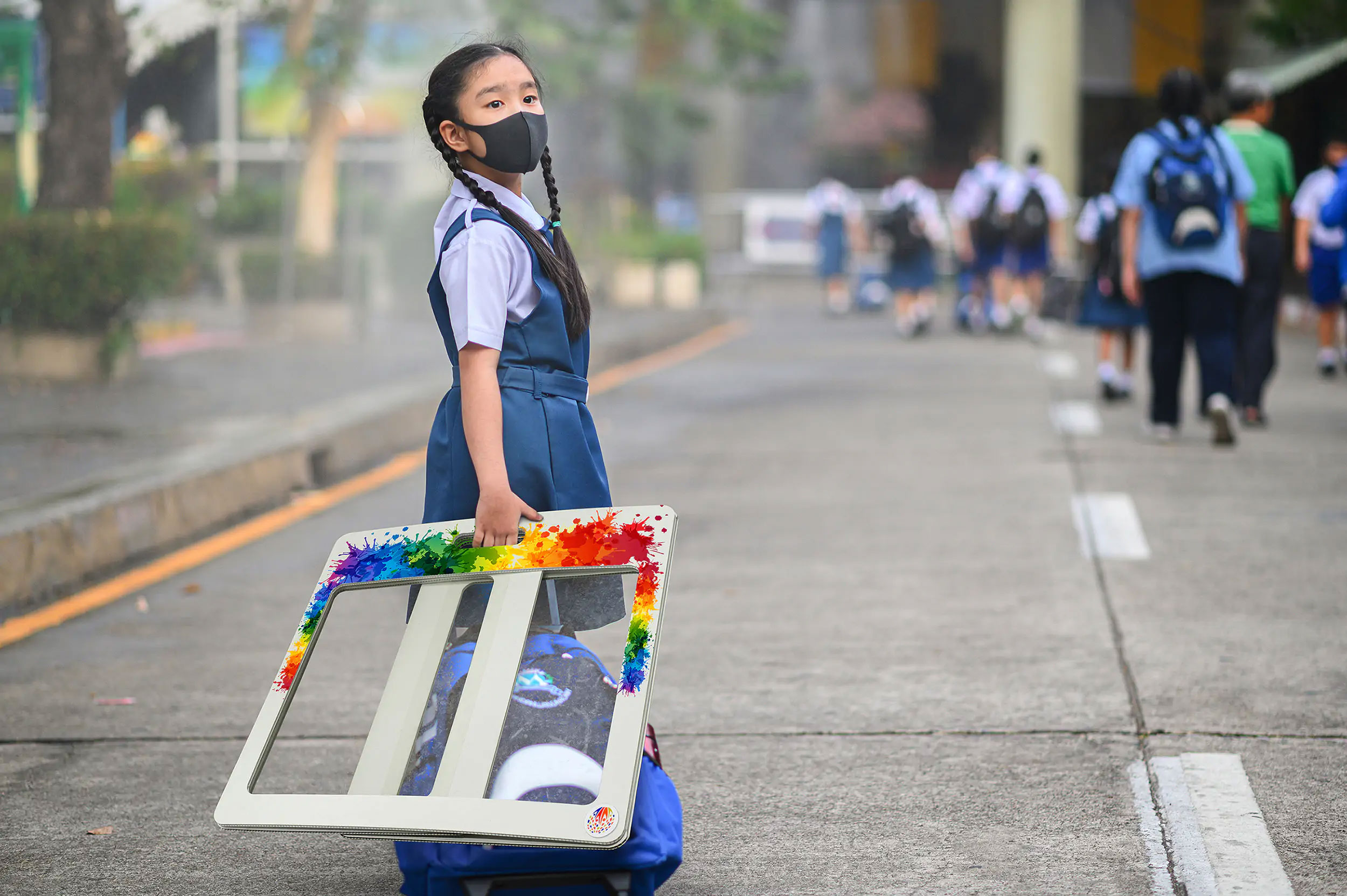 Girl Carrying Water Color Logo