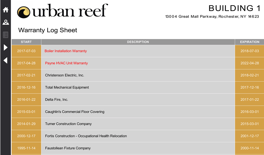 iPad dashboard with warranty log sheet