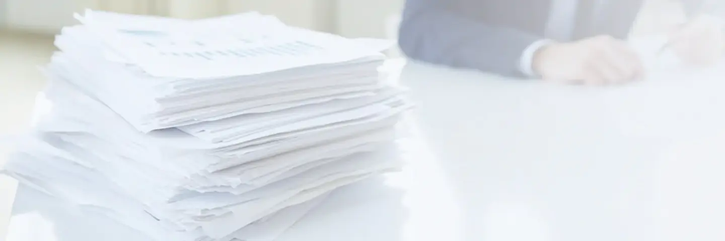 Stack of papers in an office